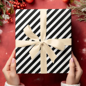 Papier Cadeau Moderne Elegant Black White Stripes Or Texte Cadea