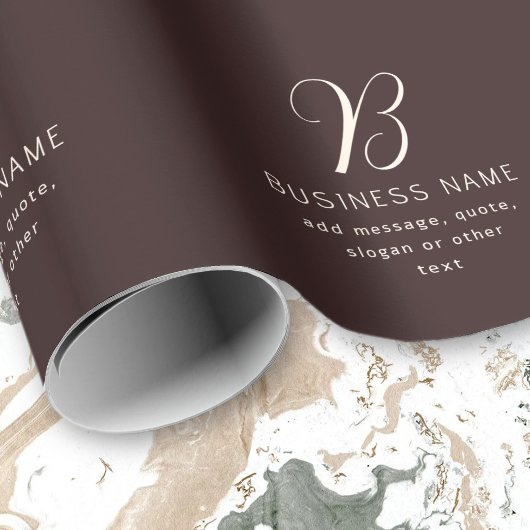 Papier Cadeau Moderne Élégant Nom commercial Monogramme | Brun f