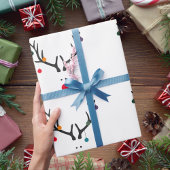 Papier Cadeau Moderne et drôle rennes de Noël abstraits sur blan