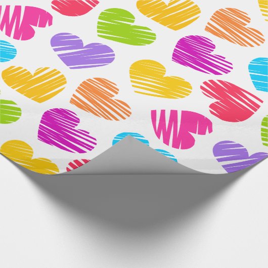 Papier Cadeau Moderne et Fille Vibrant Doodled Hearts Valentine (Coin)