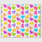 Papier Cadeau Moderne et Fille Vibrant Doodled Hearts Valentine (Plat)
