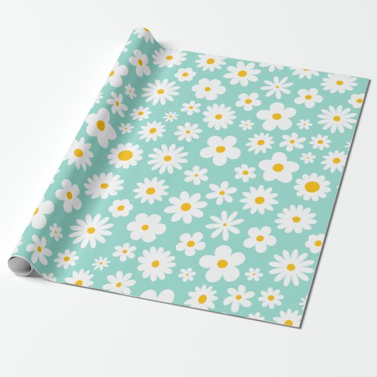 Papier Cadeau Moderne Flat Graphic Daisy Oeuf de Robin N'importe (Déroulé)