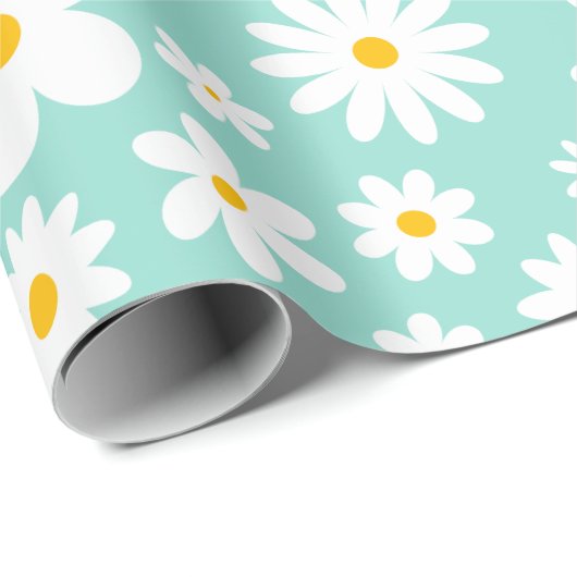 Papier Cadeau Moderne Flat Graphic Daisy Oeuf de Robin N'importe (Coin rond)