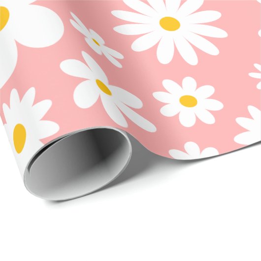 Papier Cadeau Moderne Flat Graphic Daisy Rose N'Importe Quelle O (Coin rond)