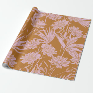 Papier Cadeau Moderne fleur de jardin monotone rétro humeur sans