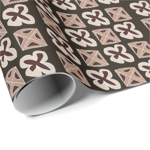 Papier Cadeau Moderne Floral Géométrique du Milieu du Siècle