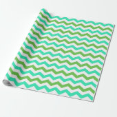 Papier Cadeau Moderne, frais, tendance vert, chevron blanc (Déroulé)
