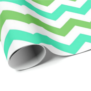 Papier Cadeau Moderne, frais, vert tendance, chevron blanc