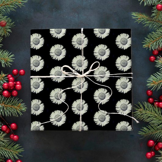 Papier Cadeau Moderne Gras Noir Et Blanc Faisy Motif Élégant