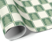 Papier Cadeau Moderne Gras Vert Noël À damiers Arbre Motif (Coin rond)