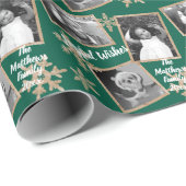 Papier Cadeau Moderne Green Rustic Snowflake Motif 3 Photo (Coin rond)