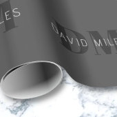 Papier Cadeau Moderne Gris Foncé & Noms et Monogramme Éditable N