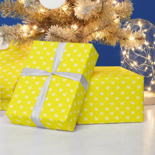 Papier Cadeau Moderne jaune clair monogramme personnalisé initi