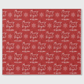 Papier Cadeau Moderne Joyeux et Lumineux Script Flocons de Neige (Plat)