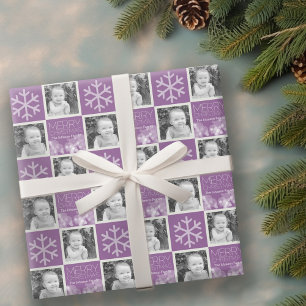 Papier Cadeau Moderne Joyeux Noël Orchidée Bokeh Personnalisé