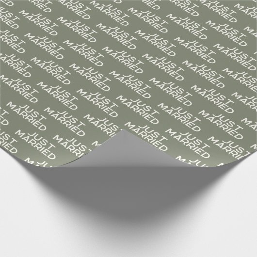Papier Cadeau Moderne Juste Marié Sage Vert