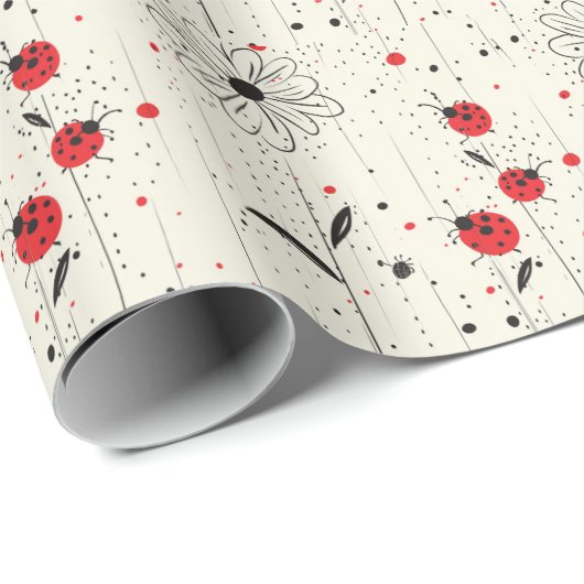 Papier Cadeau Moderne Ladybug Chic (Coin rond)