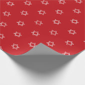 Papier Cadeau Moderne Magen David rouge motif blanc Hanoukka (Coin)