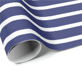 Papier Cadeau Moderne marine bleu & blanc rayures élégant chic (Coin rond)
