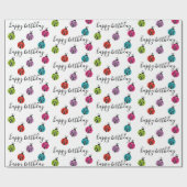 Papier Cadeau Moderne mignon coloré Anniversaire Ladybug (Plat)