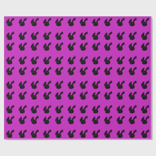 Papier Cadeau Moderne minimaliste noir et Motif lapin Magenta