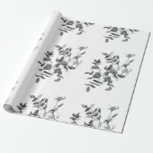 Papier Cadeau Moderne minimaliste noir rose d'aquarelle (Déroulé)