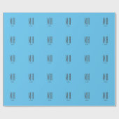 Papier Cadeau Moderne Monogramme Professionnel Simple Bleu Ciel (Plat)