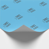 Papier Cadeau Moderne Monogramme Professionnel Simple Bleu Ciel (Coin)