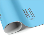 Papier Cadeau Moderne Monogramme Professionnel Simple Bleu Ciel (Coin rond)