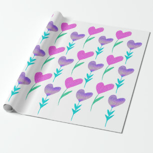 Papier Cadeau Moderne motif de fleurs pour la Saint-Valentin