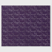 Papier Cadeau Moderne motif de script "Joyeux Noël" Indigo (Plat)