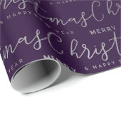 Papier Cadeau Moderne motif de script "Joyeux Noël" Indigo (Coin rond)