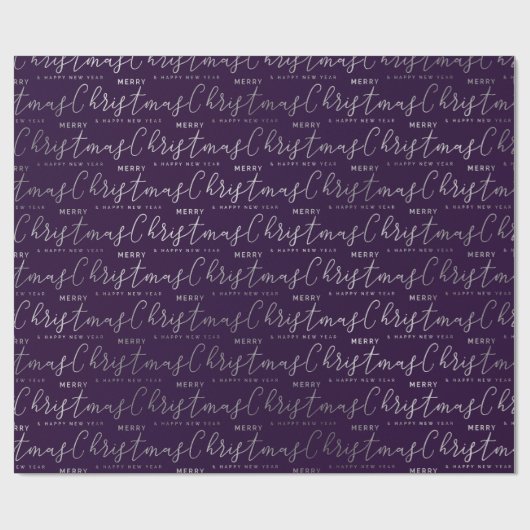 Papier Cadeau Moderne motif de texte « Joyeux Noël » en bleu ind (Plat)