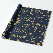 Papier Cadeau Moderne Navy & Or Noël Script (Déroulé)