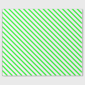 Papier Cadeau Moderne néon vert blanc rayures obliques motif (Plat)