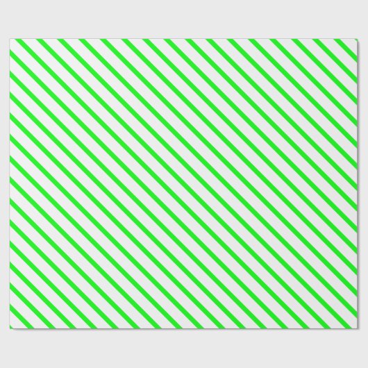 Papier Cadeau Moderne néon vert blanc rayures obliques motif (Plat)