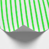 Papier Cadeau Moderne néon vert blanc rayures obliques motif (Coin)