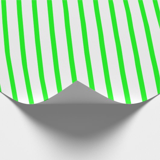 Papier Cadeau Moderne néon vert blanc rayures obliques motif (Coin)