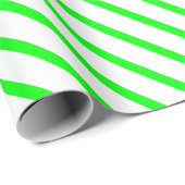 Papier Cadeau Moderne néon vert blanc rayures obliques motif (Coin rond)