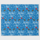 Papier Cadeau Moderne Noël aqua "Ho-Ho-Ho" Script (Plat)