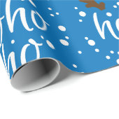 Papier Cadeau Moderne Noël aqua "Ho-Ho-Ho" Script (Coin rond)