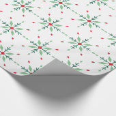 Papier Cadeau Moderne Noël flocon de neige géométrique vert (Coin)