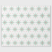 Papier Cadeau Moderne Noël flocon de neige géométrique vert (Plat)
