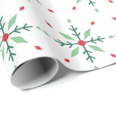Papier Cadeau Moderne Noël flocon de neige géométrique vert (Coin rond)