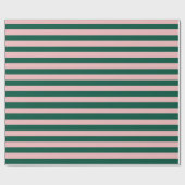 Papier Cadeau Moderne Noël rayé vert rose  (Plat)
