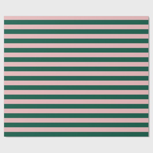 Papier Cadeau Moderne Noël rayé vert rose  (Plat)