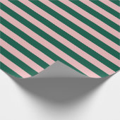 Papier Cadeau Moderne Noël rayé vert rose  (Coin)