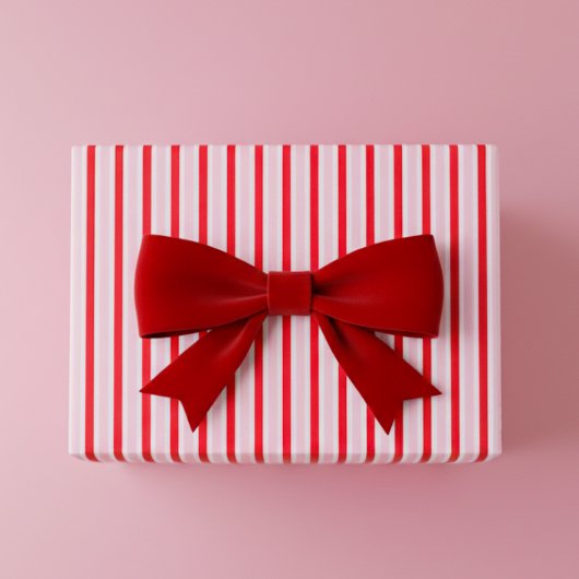 Papier Cadeau Moderne Noël rayures rose rouge