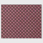 Papier Cadeau Moderne noir rouge blanc à carreaux (Plat)