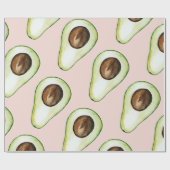 Papier Cadeau Moderne Pastel Rose Et Vert Motif Avocado (Plat)